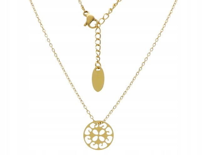 Naszyjnik stal chirurgiczna okrągła zawieszka kwiatek kwiat 316l