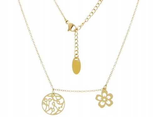 Naszyjnik stal nierdzewna 316l kwiatki kwiaty złoty kolor