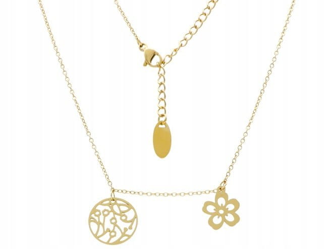 Naszyjnik stal nierdzewna 316l kwiatki kwiaty złoty kolor