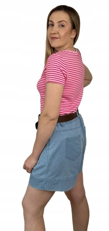 Niebieskie bawełniane szorty spodenki szerokie nogawki z paskiem Livan's