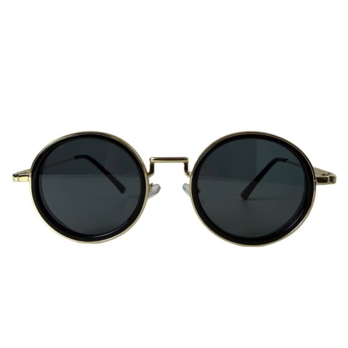 Okrągłe duże okulary przeciwsłoneczne damskie czarne metalowe oprawki