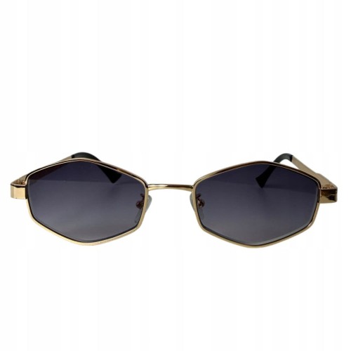 Okulary przeciwsłoneczne damskie modne geometryczne metalowe oprawki granat