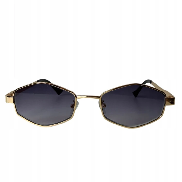 Okulary przeciwsłoneczne damskie modne geometryczne metalowe oprawki granat