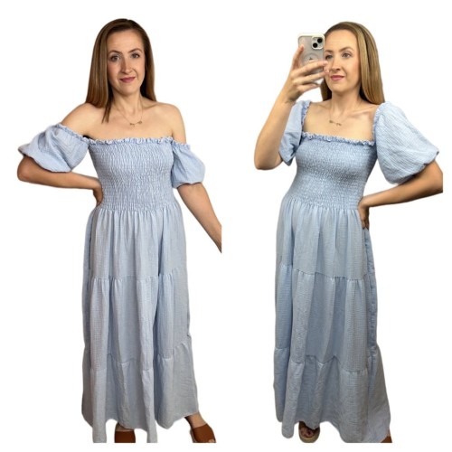 Piękna muślinowa muślin bawełna maxi długa hiszpanka luźna rękawki M L XL