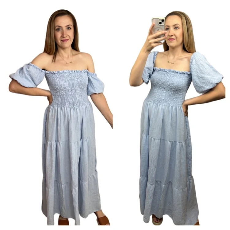 Piękna muślinowa muślin bawełna maxi długa hiszpanka luźna rękawki M L XL