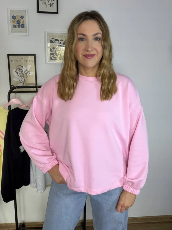 Różowa bluza oversize luźna bawełniana Azara- MOMMY