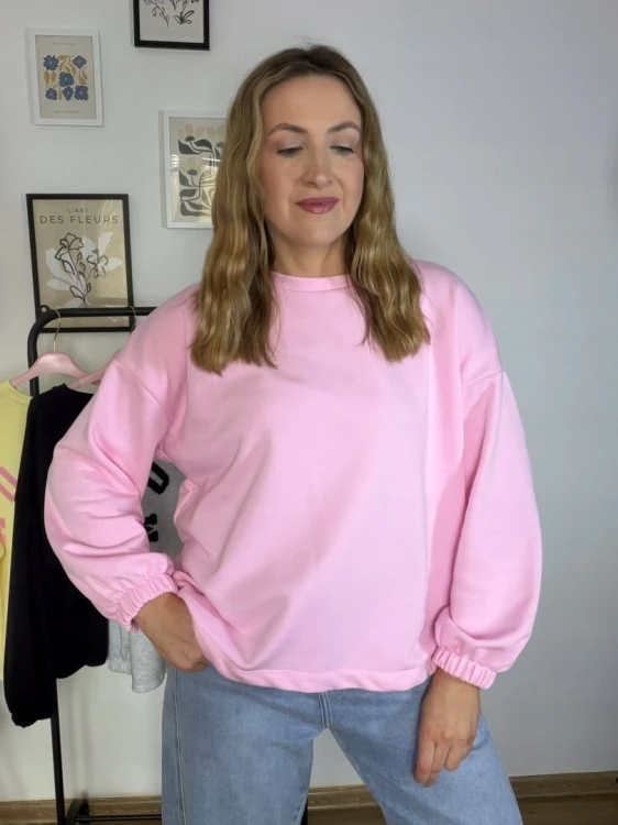 Różowa bluza oversize luźna bawełniana Azara- MOMMY