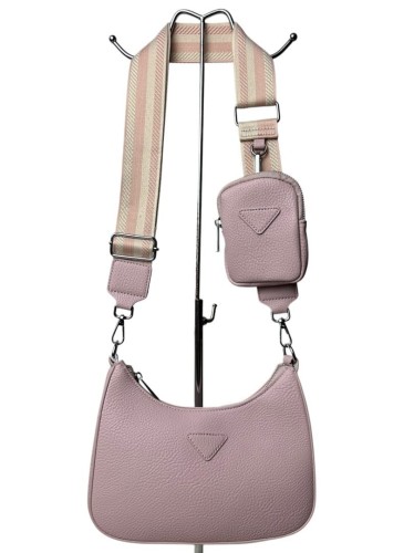 Różowa torebka 2w1 materiałowy pasek saszetka ekoskóra Victoria Co