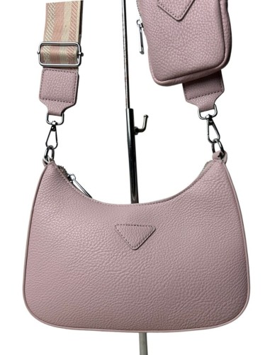 Różowa torebka 2w1 materiałowy pasek saszetka ekoskóra Victoria Co