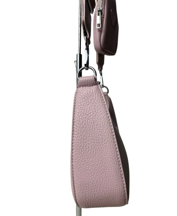 Różowa torebka 2w1 materiałowy pasek saszetka ekoskóra Victoria Co