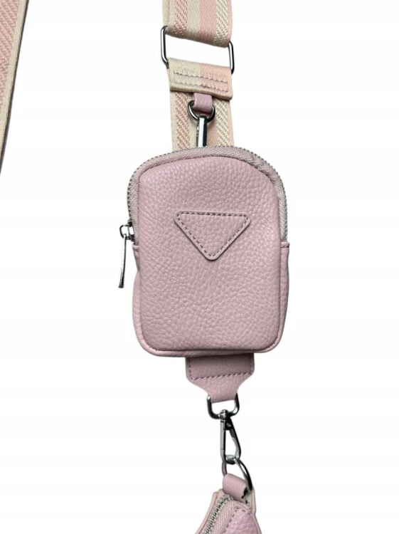 Różowa torebka 2w1 materiałowy pasek saszetka ekoskóra Victoria Co