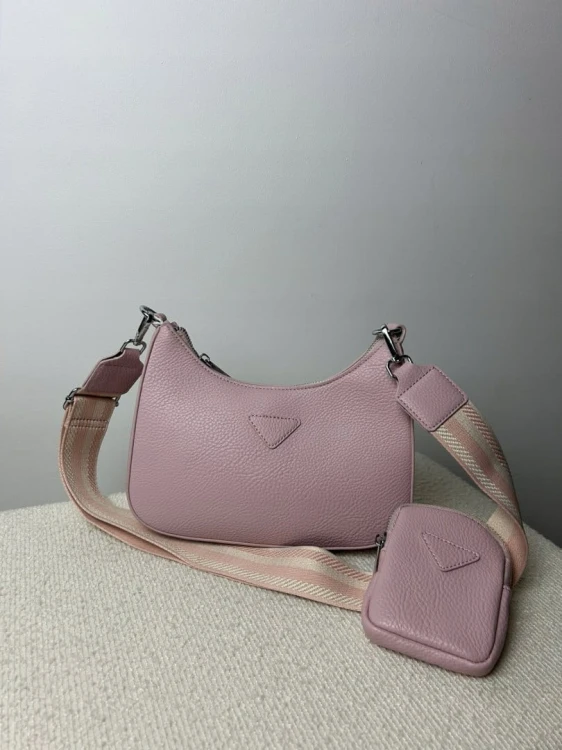 Różowa torebka 2w1 materiałowy pasek saszetka ekoskóra Victoria Co