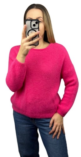 Różowy klasyczny miękki sweter baby alpaka wełna Made in Italy- FIOCCA