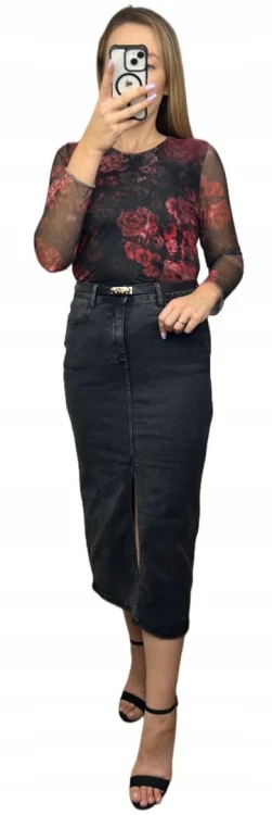 Siateczkowe body w kwiaty z podszewką długie rękawy BODY MESH