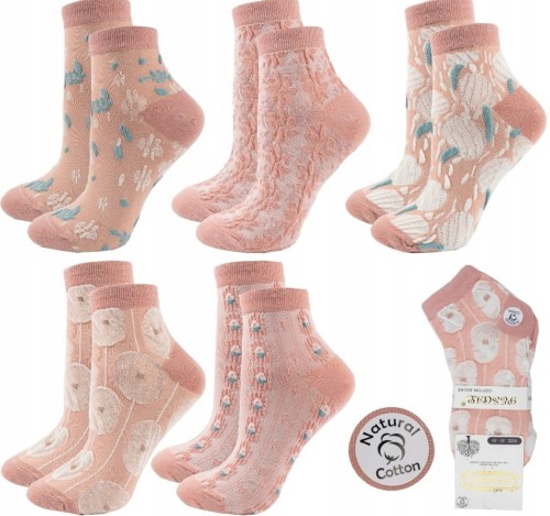 Skarpety damskie w kwiaty 3D słodkie stopki bawełna bawełniane 35-39