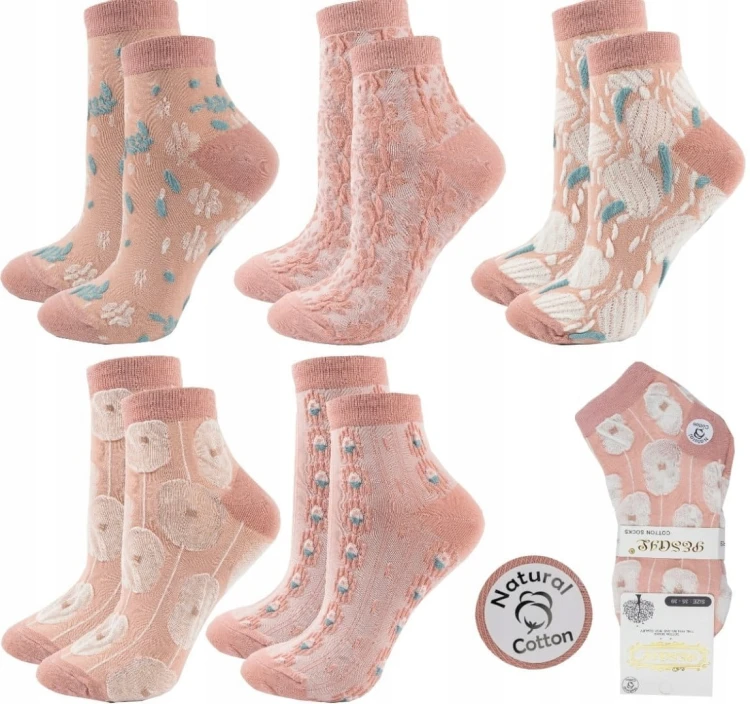 Skarpety damskie w kwiaty 3D słodkie stopki bawełna bawełniane 35-39