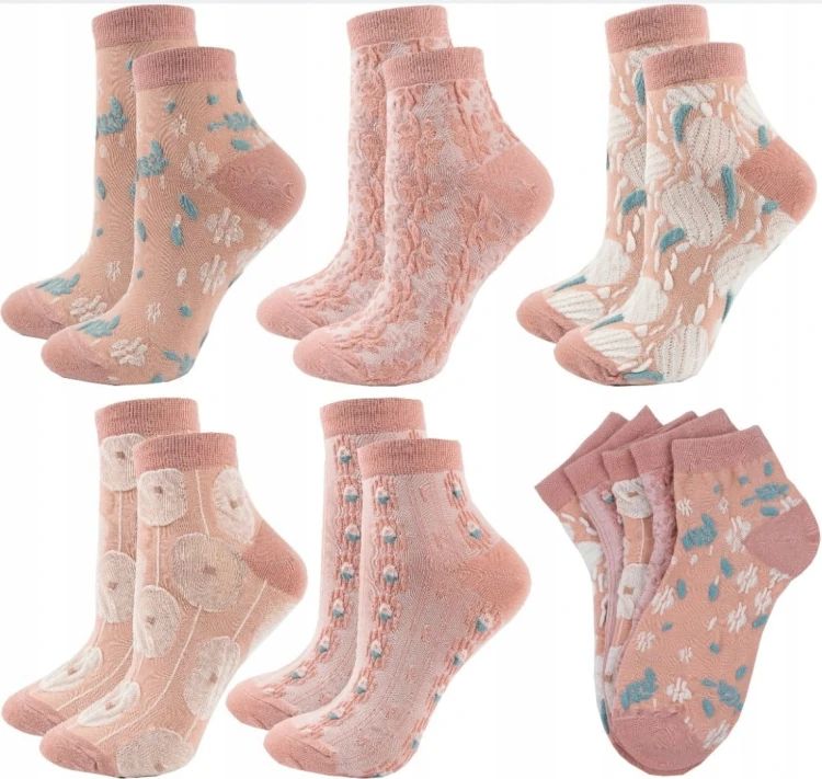 Skarpety damskie w kwiaty 3D słodkie stopki bawełna bawełniane 35-39