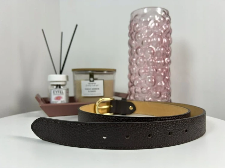 Skórzany pasek klamra brązowy czekoladowy skóra naturalna licowa Vera Pelle- CLASSIC BELT