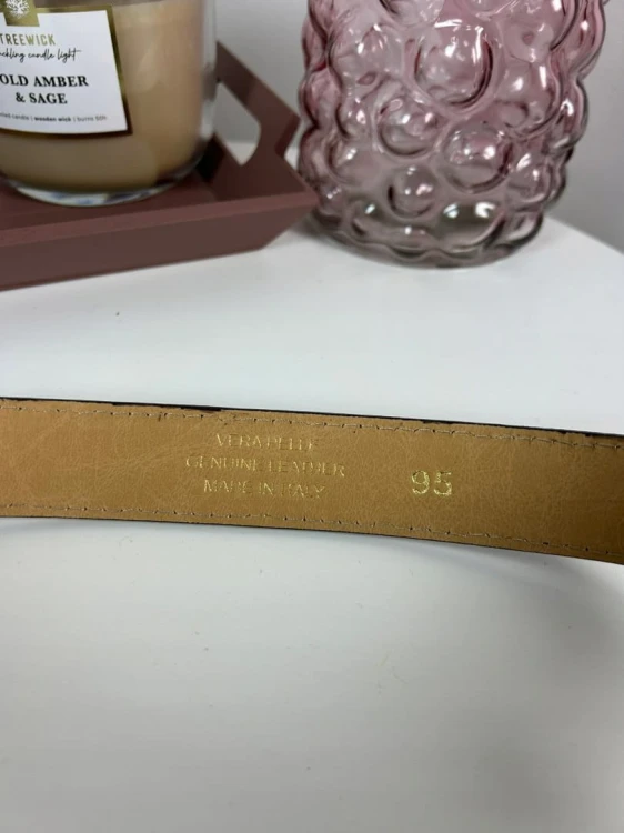 Skórzany pasek klamra brązowy czekoladowy skóra naturalna licowa Vera Pelle- CLASSIC BELT