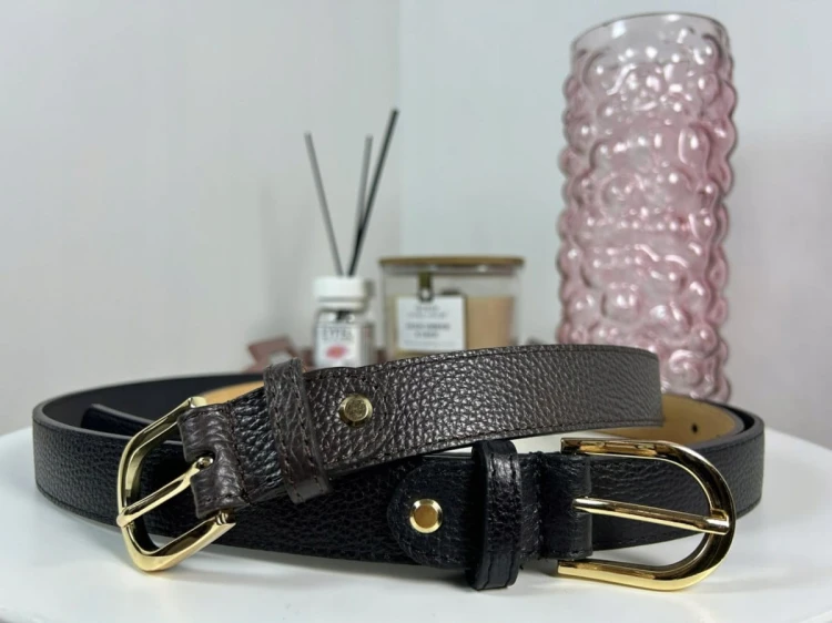 Skórzany pasek klamra brązowy czekoladowy skóra naturalna licowa Vera Pelle- CLASSIC BELT