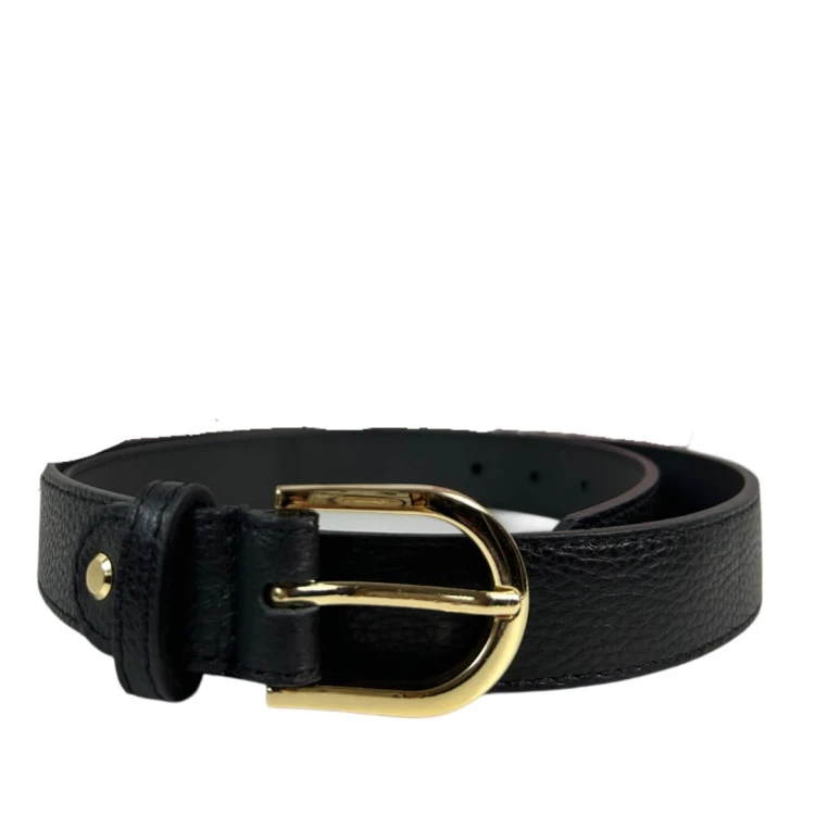 Skórzany pasek klamra czarny skóra naturalna licowa Vera Pelle- CLASSIC BELT