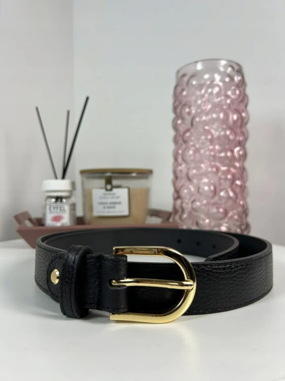 Skórzany pasek klamra czarny skóra naturalna licowa Vera Pelle- CLASSIC BELT