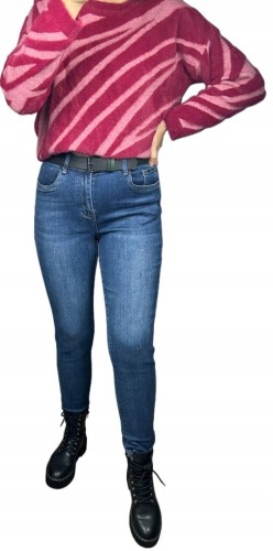 Spodnie jeans damskie boyfriend niebieskie pasek wysoki stan M.Sara XS