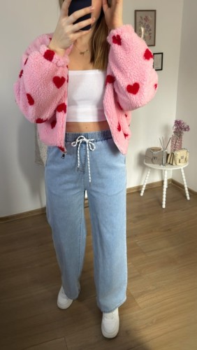 Spodnie jeansowe z gumką wide leg prosta nogawka niebieskie M.Sara XS