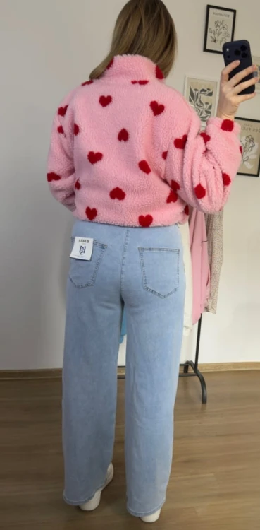 Spodnie jeansowe z gumką wide leg prosta nogawka niebieskie M.Sara XS