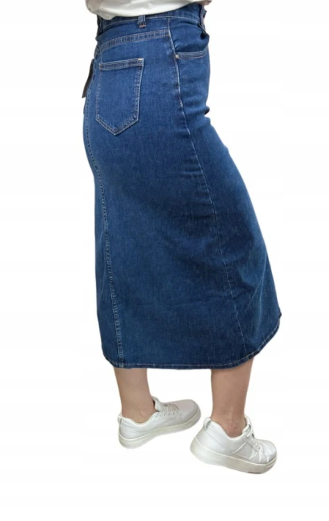 Spódnica jeansowa trapezowa midi dłuższa wysoki stan Mila Premium Jeans S