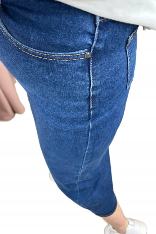 Spódnica jeansowa trapezowa midi dłuższa wysoki stan Mila Premium Jeans S