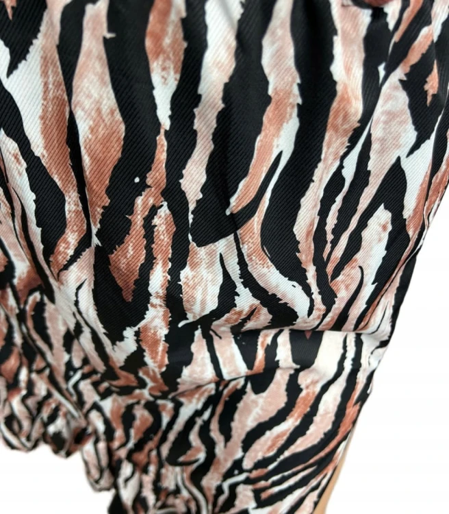 Spódnica midi dłuższa z rozcięciem falbanka w cętki panterkę S M L