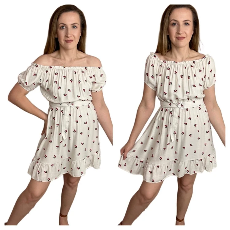 Sukienka hiszpanka wisienki wiskoza wiskozowa falbanka cherry S M L