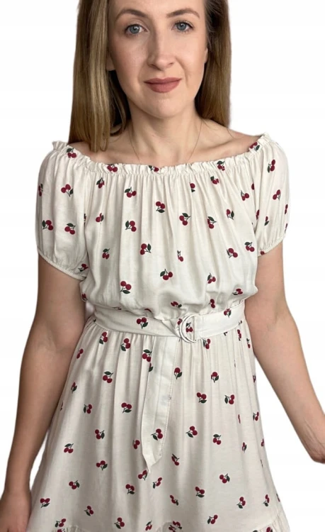 Sukienka hiszpanka wisienki wiskoza wiskozowa falbanka cherry S M L