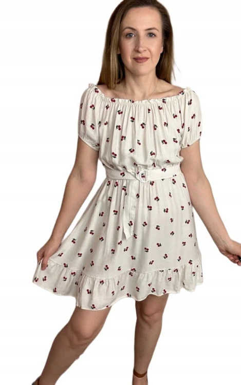 Sukienka hiszpanka wisienki wiskoza wiskozowa falbanka cherry S M L