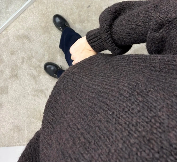 Sweter oversize czekoladowy bufiaste rękawy chmurka 12% kid moher wełna- CLOUDY