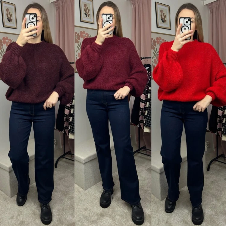 Sweter oversize czekoladowy bufiaste rękawy chmurka 12% kid moher wełna- CLOUDY