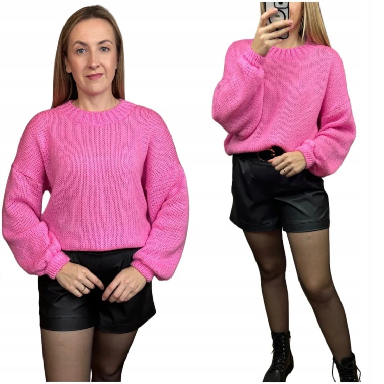 Sweter oversize luźny szerokie rękawy wełna Me Gusta S M L XL