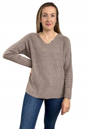 Sweterek wiskoza dekolt V miękki luźny jesień S M L XL