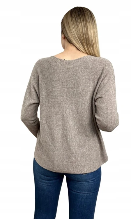 Sweterek wiskoza dekolt V miękki luźny jesień S M L XL