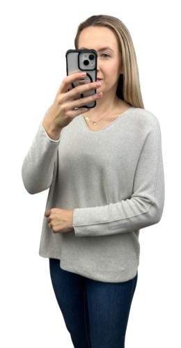 Sweterek wiskoza dekolt V miękki luźny jesień S M L XL