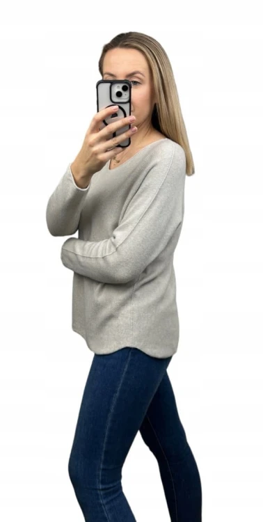 Sweterek wiskoza dekolt V miękki luźny jesień S M L XL