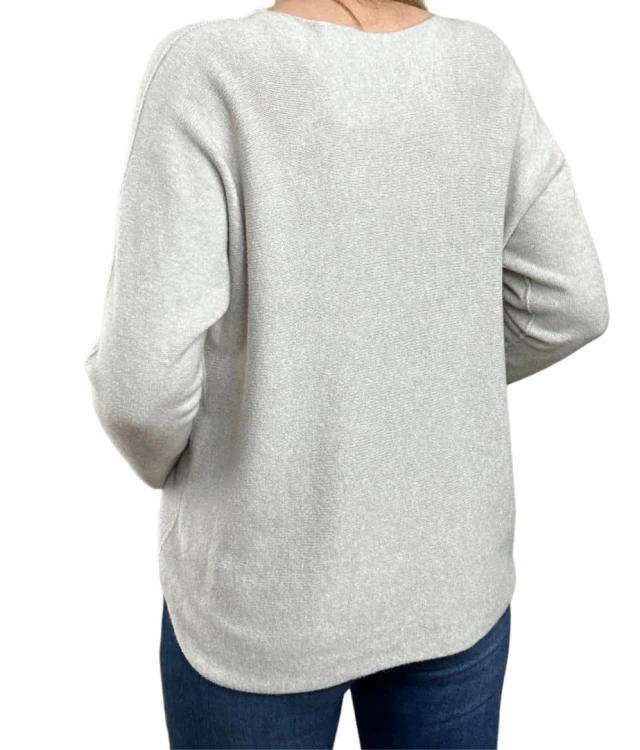 Sweterek wiskoza dekolt V miękki luźny jesień S M L XL