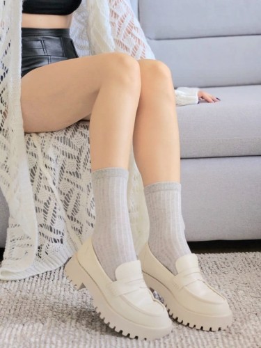 Szare prążkowane klasyczne bawełniane skarpety damskie CrazySocks 36-39