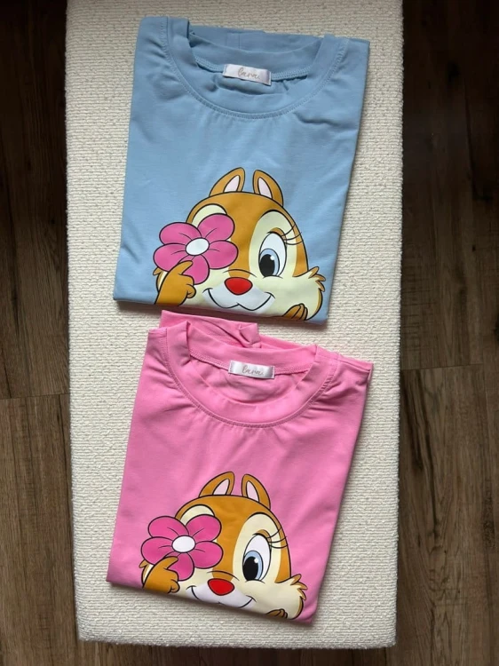 T-shirt błękitny Chip 'n Dale bawełniany produkt polski Lara Fashion