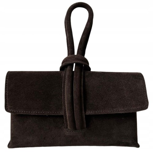 Torebka kopertówka listonoszka pętelka skóra naturalna zamsz Vera Pelle- NODO