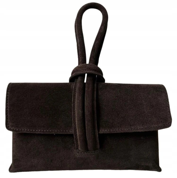 Torebka kopertówka listonoszka pętelka skóra naturalna zamsz Vera Pelle- NODO