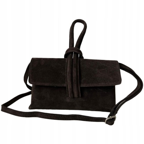 Torebka kopertówka listonoszka pętelka skóra naturalna zamsz Vera Pelle- NODO