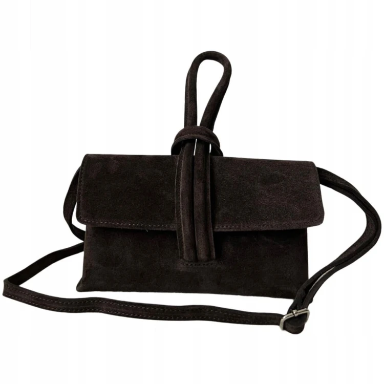 Torebka kopertówka listonoszka pętelka skóra naturalna zamsz Vera Pelle- NODO