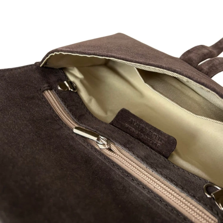 Torebka kopertówka listonoszka pętelka skóra naturalna zamsz Vera Pelle- NODO